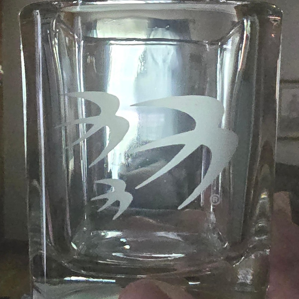 OZARK Airlines Set of 7 Square Etched Bird Logo Lowball Clear Glass MCM Barware - Picture 11 of 12